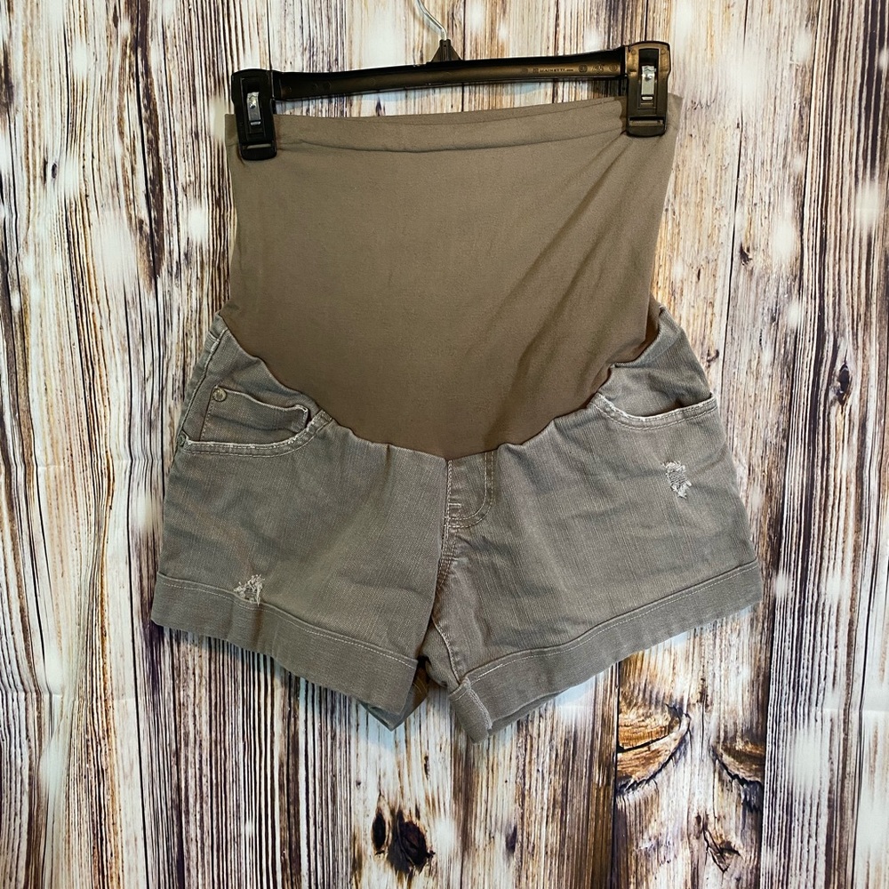 Indigo Blue Gray Maternity Shorts